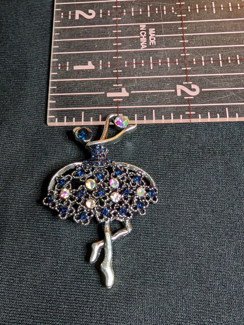 Crystal Ballet Dancer Brooch - Blue & Iridescent